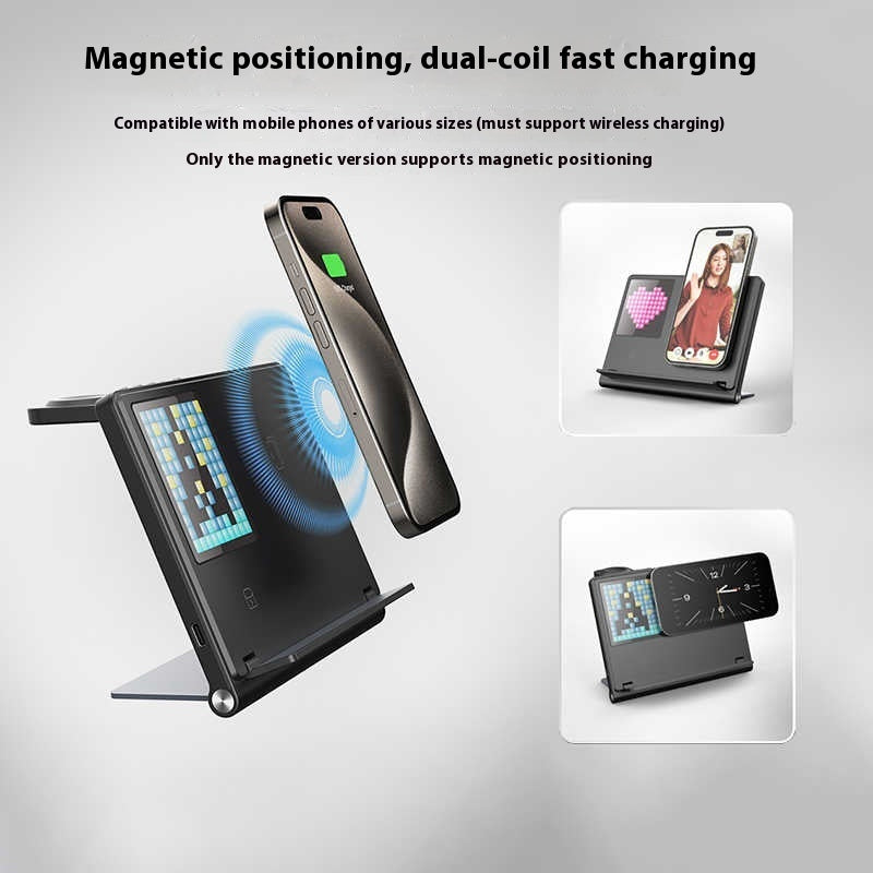 Magnetic Charging Digital Clock Folding Five-in-one Wireless Charger