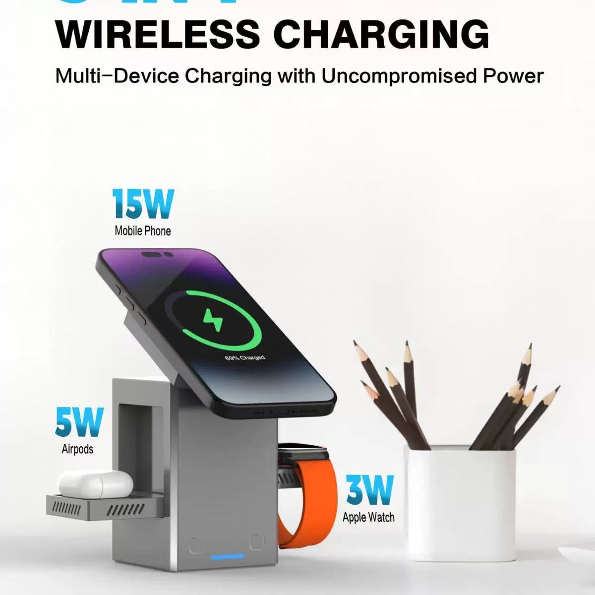 Three-in-one Fast Charging Magnetic Wireless Charger